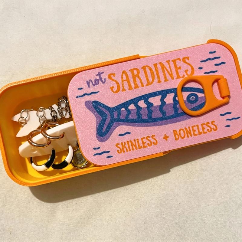 Tin Container Lid - Sardinen-Dosen-Schmuckbox, 3D-gedruckt, Retro-Stil, leicht zu öffnender