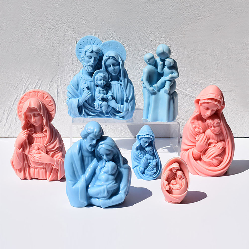 Candle Making Event - Kerzen-Silikonform, bunte Mutter-und-Kind-Form, Heilige-Familie-Form, künstlerisch, für