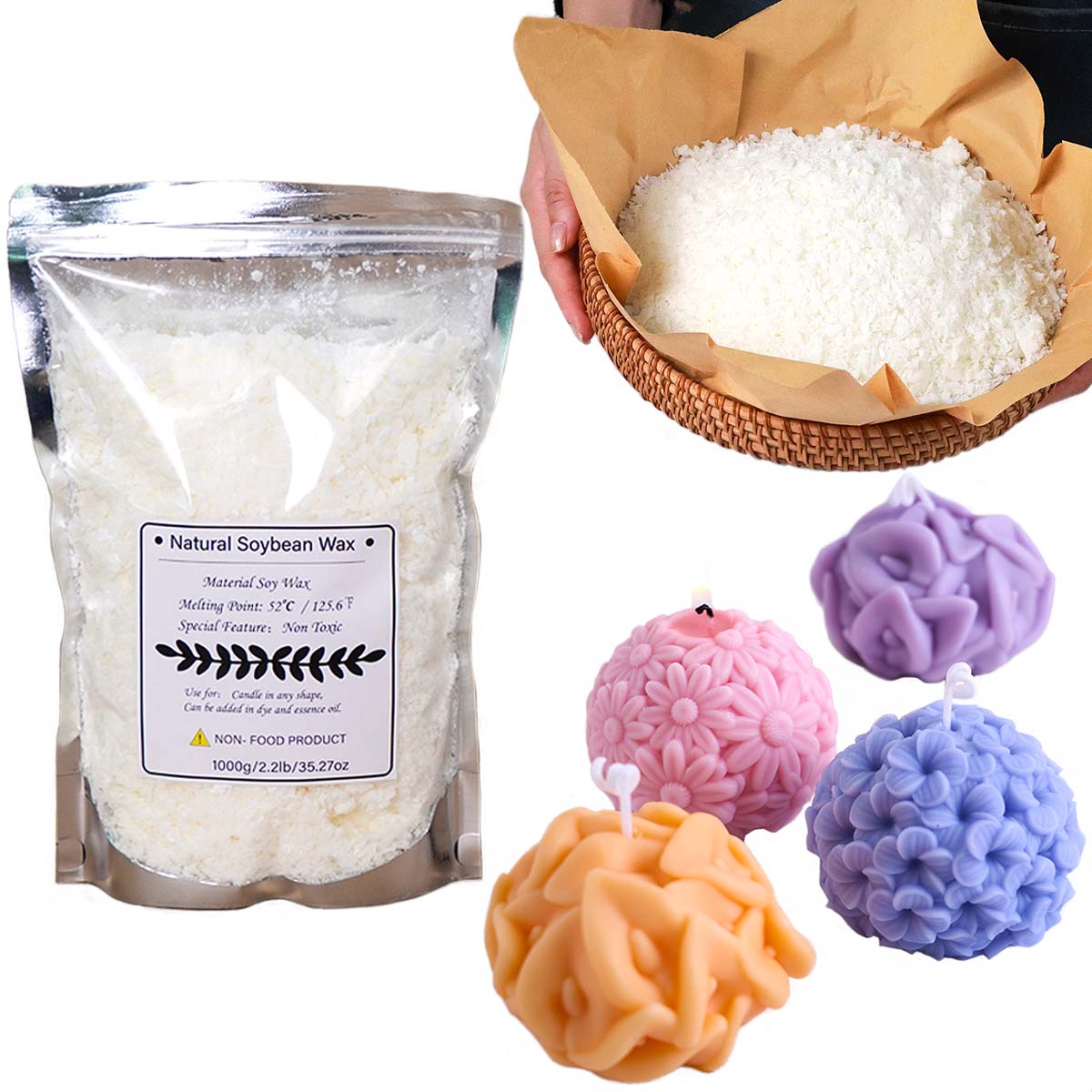 Candle Making Raw Material - 100/250/500/1000g natürliche Sojawachsflocken DIY handgemachte Kerzen