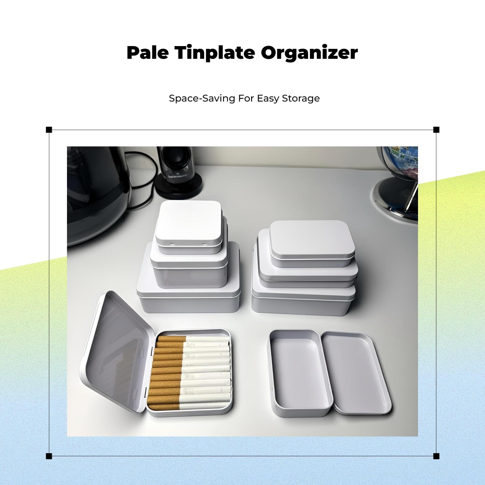 Tin Container Lid - Cremefarbene Metall-Aufbewahrungsbox mit Sicherheitsdeckel, Stapelbarer Organizer,