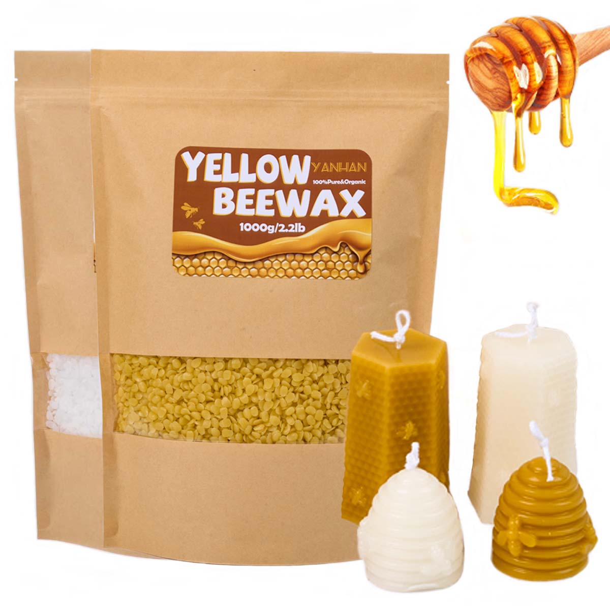 Candle Making Kit Beeswax - 1000 g reines natürliches körniges weißes