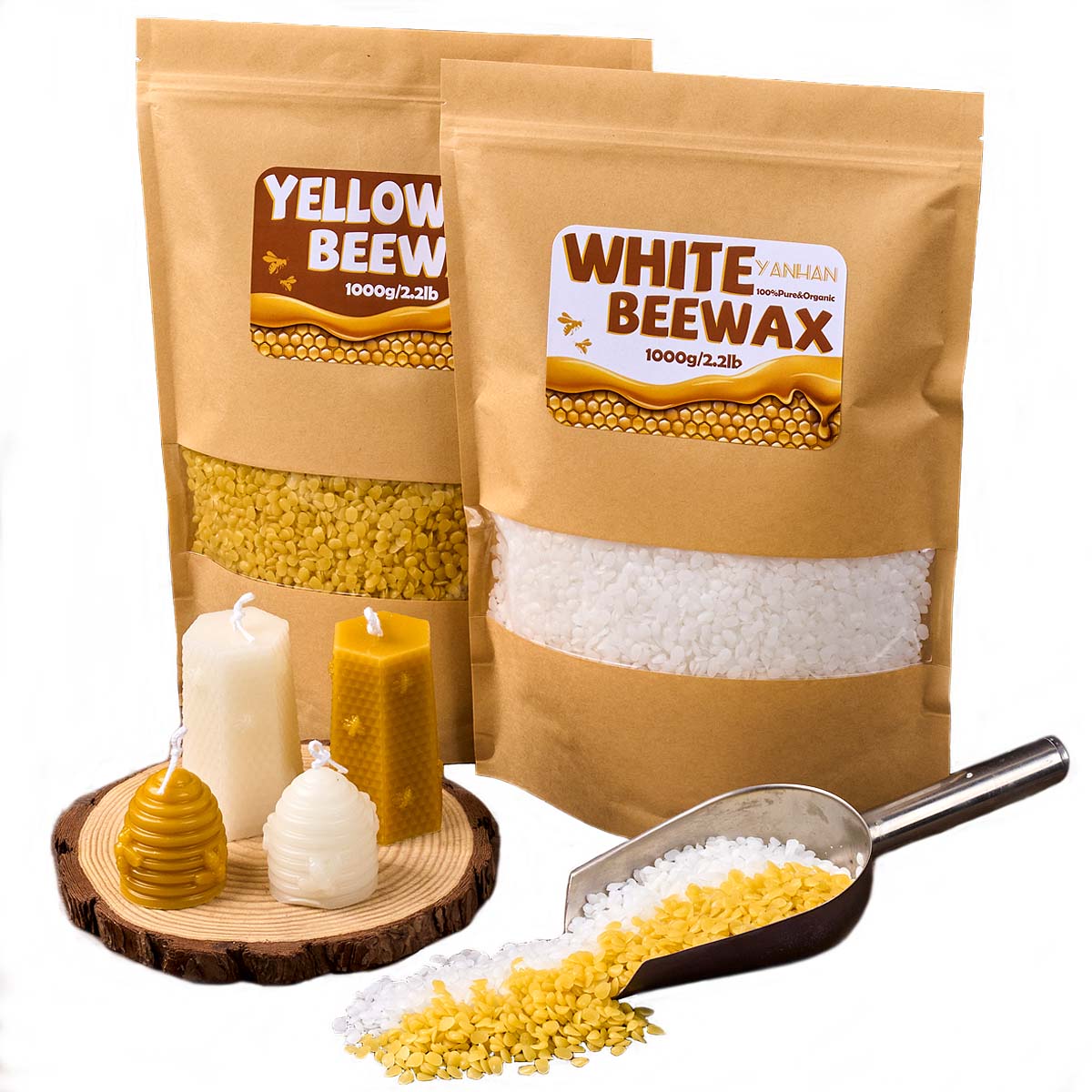 1000 g reines natürliches körn – Candle Making Kit Beeswax Bewertung und Preis